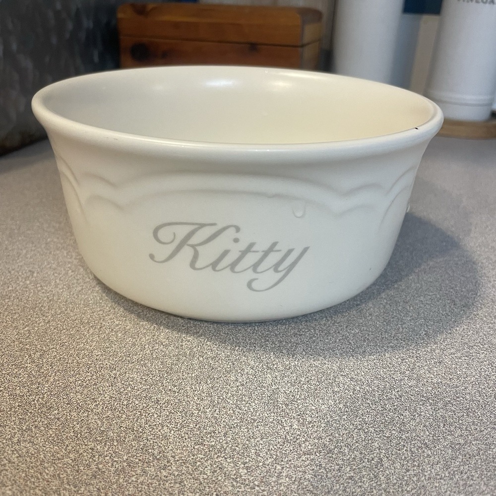Vintage Pfaltzgraff USA Ceramic Round Tea Rose "Kitty" Cat Food Dish Bowl